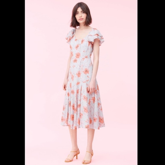 Rebecca Taylor Dresses & Skirts - La Vie Rebecca Taylor Womens LOUISE Gray Pink Floral A Line Dress Size XS